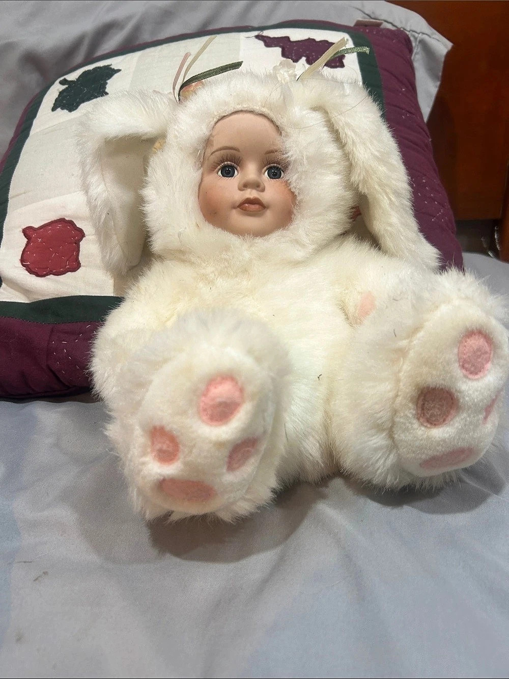 Plush Doll in White & Pink